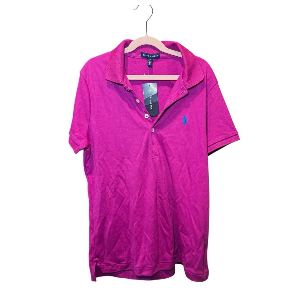 RALPH LAUREN Fuchsia Short Sleeve Polo Shirt L NWT